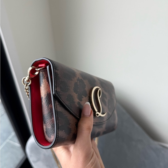 Christian Louboutin Leopard Print Shoulder Bag with Gold Chain - Picture 6 of 7
